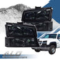 Solid Spare Smoked Clear Corner Headlights+Signal Bumper Lamp Fit For 03-07 Chevy Silverado