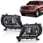 Solid Spare Fit For 2005-2011 Toyota Tacoma Black LED Tube DRL Headlights Headlamps Pair