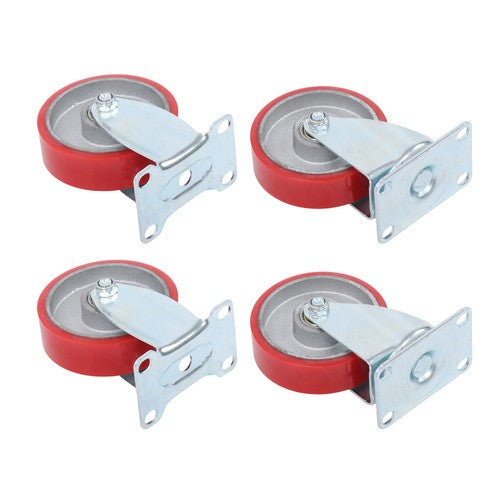Solid Spare 4Pcs Swivel Caster Wheels 4 Inch Polyurethane Galvanized (Two Fixed & Universal)