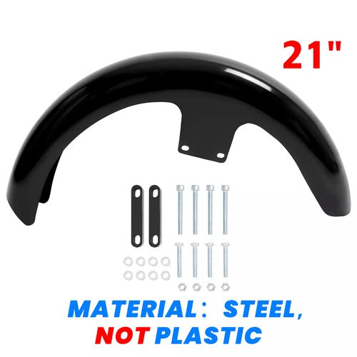 Solid Spare Vivid Black 21" Wrap Front Fender For Harley Touring Street Road Glide 1997-2013