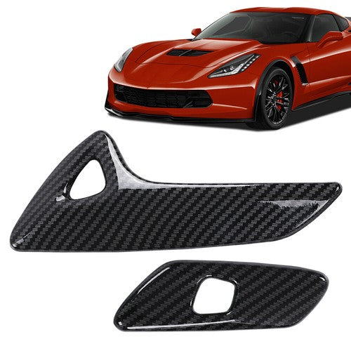 Solid Spare Carbon Look Interior Door Handle Molding Cover Trims For 2014-2019 Corvette C7