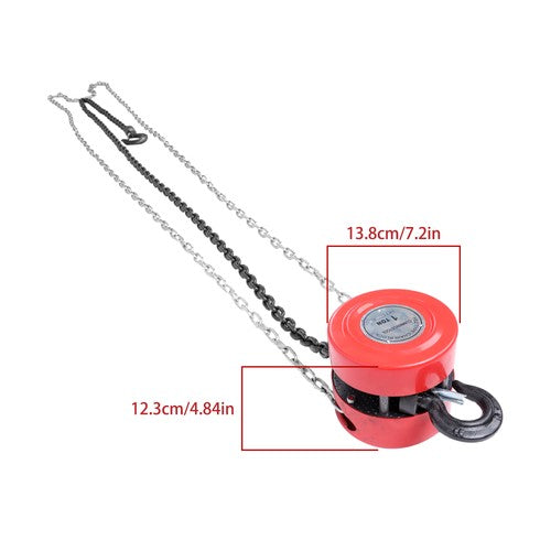 Solid Spare Chain Hoist Chain Block 1 Ton Capacity 10 Feet Lift Steel Construction Red