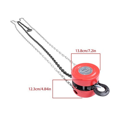 Solid Spare Chain Hoist Chain Block 1 Ton Capacity 10 Feet Lift Steel Construction Red