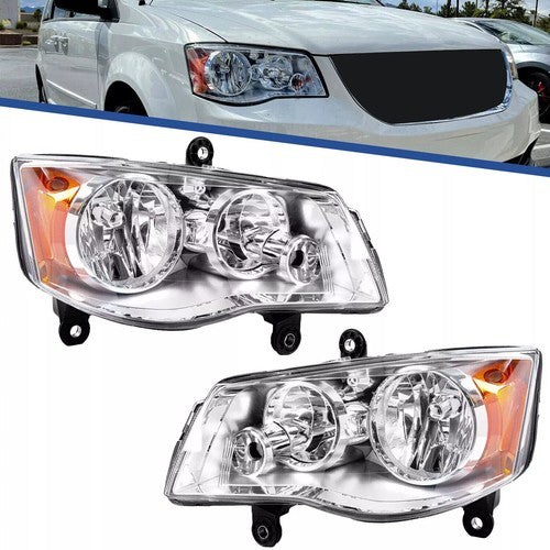 Solid Spare For 2011-2019 Dodge Grand Caravan 2008-16 Chrysler Town & Country Headlights Set
