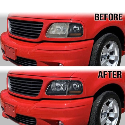 Solid Spare Fit For 1997-2004 Ford F150 F-150 Smoke Headlight Replacement Lens Left & Right