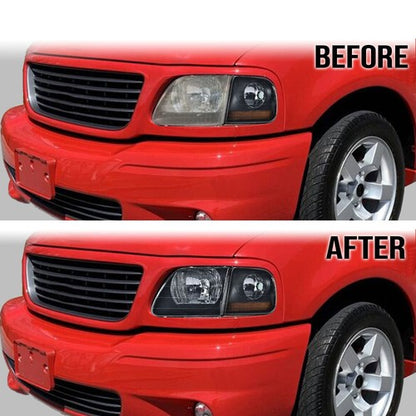 Solid Spare Fit For 1997-2004 Ford F150 F-150 Smoke Headlight Replacement Lens Left & Right