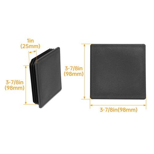 Solid Spare Pair 4" Black Square Rubber Bumper Plug End Cap Cover For RV Camper Trailer