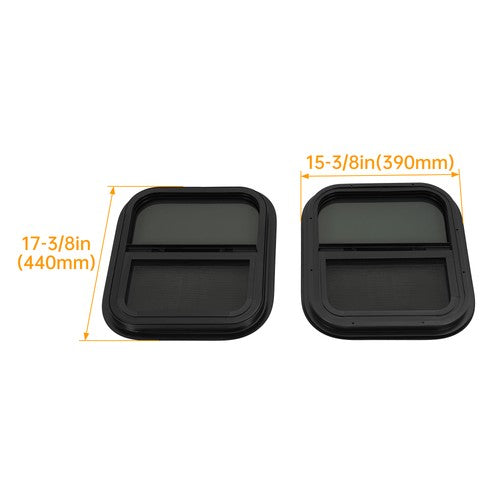 Solid Spare 2 Pack Black RV Replacement Windows 14" W x 16" H |Teardrop Style Vertical Slide