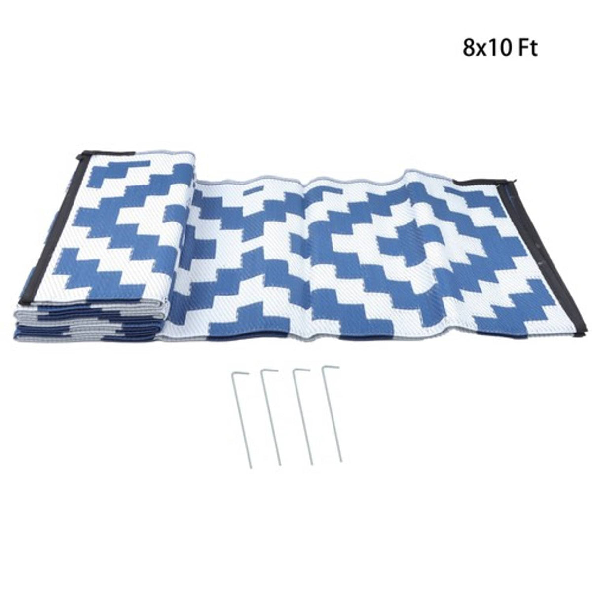 Solid Spare Outdoor Waterproof Foldable Plastic 8x10FT Navy Blue White Outdoor Carpet