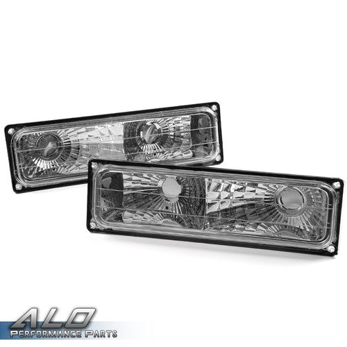 Solid Spare Fit For 88-98 Silverado Pickup Bumper Parking Lights Turn Signal Lamps Pair