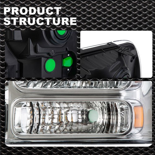 Solid Spare For 2005-2007 Ford F250 F350 F450 F550 Super duty Headlights 05 06 07 Headlamps