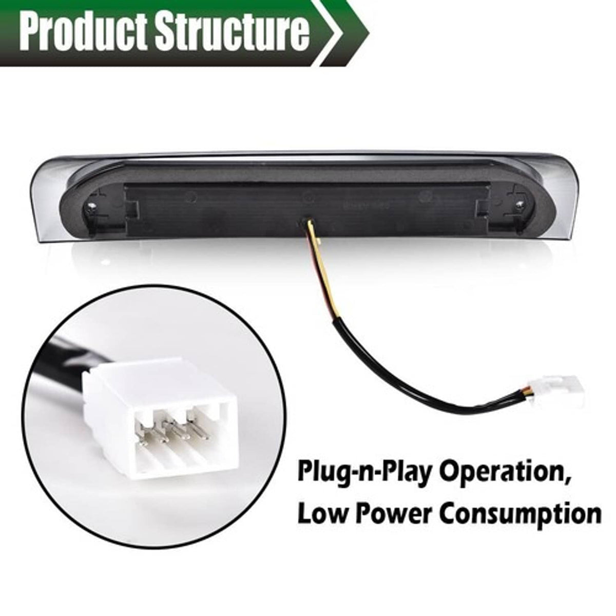 Solid Spare Fit For 2002-2009 Ram 1500 2500 Smoke LED 3rd Tail Brake Light Cargo Lamp
