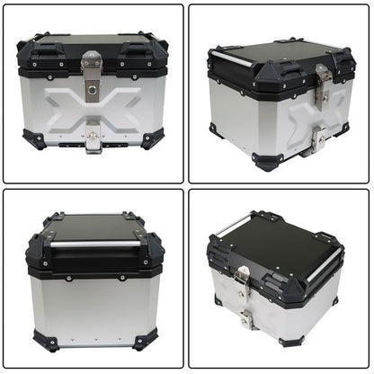 Solid Spare Motorcycle Aluminum Trunk Rear Top Case Luggage Tour Tail Tool Box Lock 45L USA