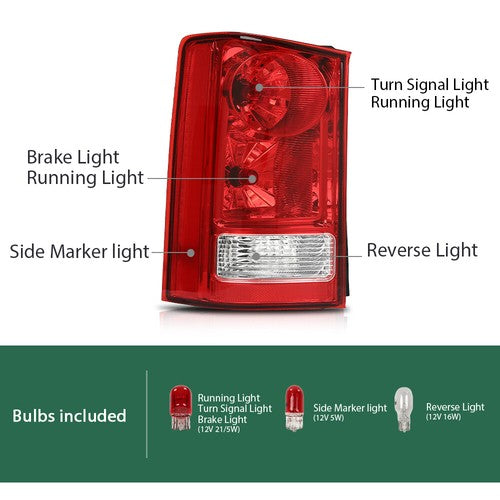 Solid Spare Fit For 2009-2015 Honda Pilot Tail Light Brake Lamp Assembly w/ Bulb Left Side