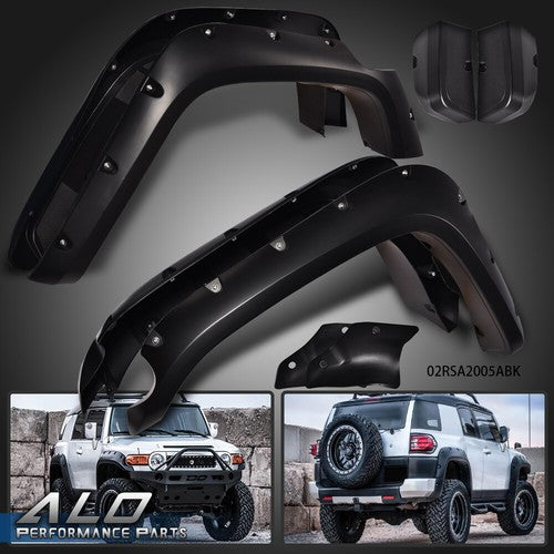 Solid Spare 4X Fit For 07-14 Toyota FJ Cruiser Pocket Rivet Wheel Fender Flares Smooth Black