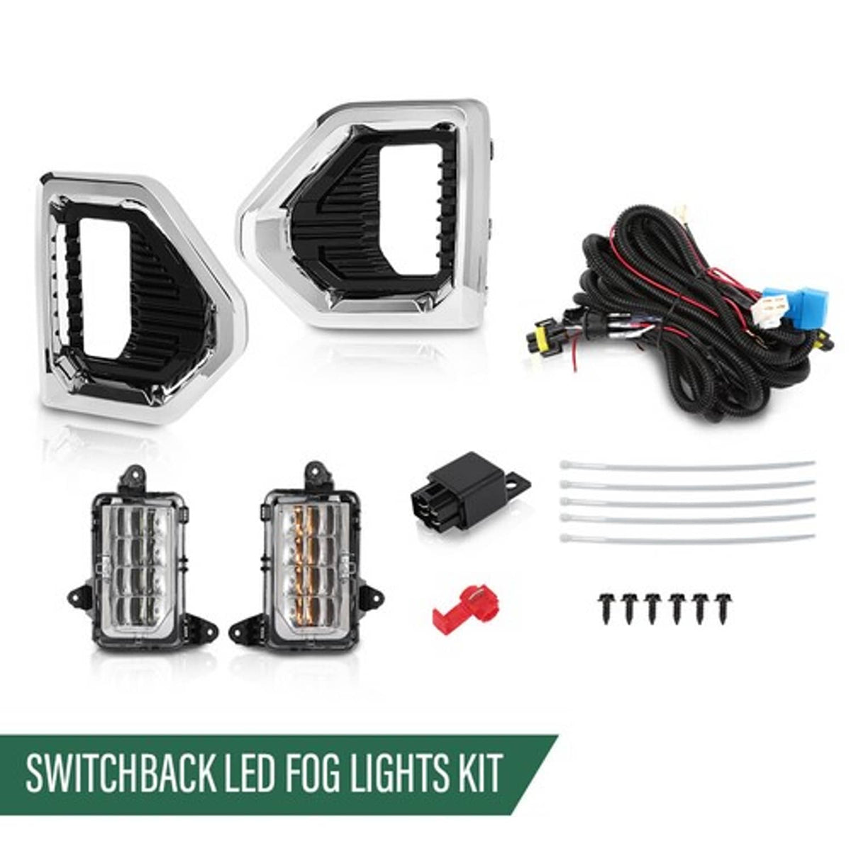 Solid Spare Fit For 2019-2022 GMC Sierra 1500 Denali LED Fog Lights Lamps W/ Chrome Bezel