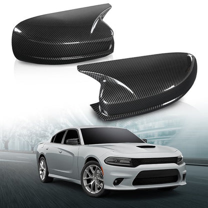 Solid Spare Carbon Look Side Door Rearview Mirror Cover Shell Trim For 10-23 Dodge Charger