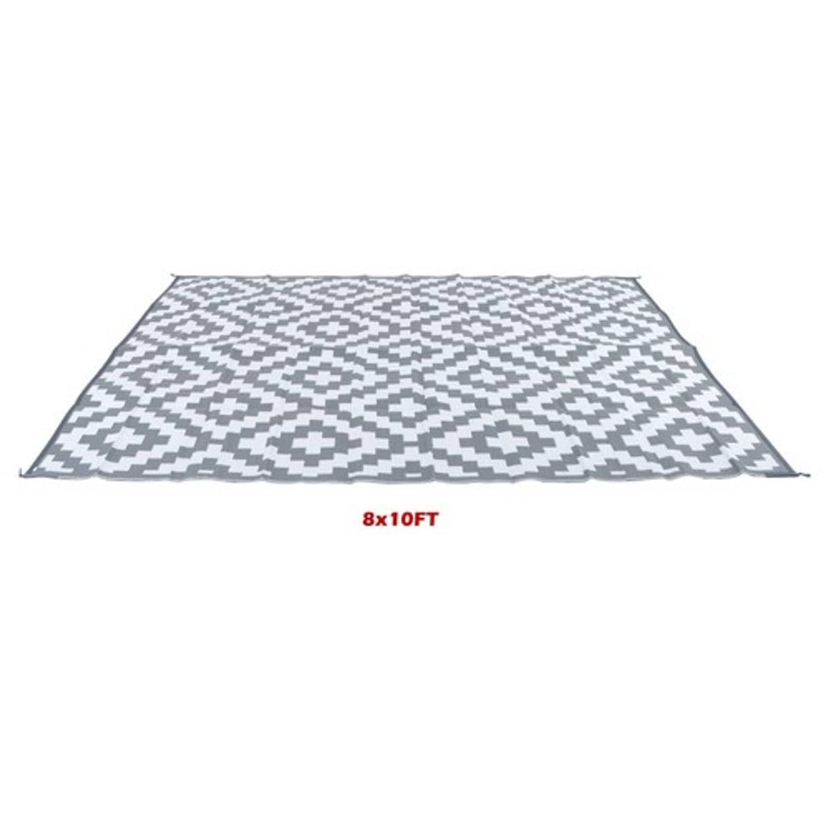 Solid Spare Gray & White 8x10ft Waterproof Plastic Straw Rug For Camping Outdoor Carpet