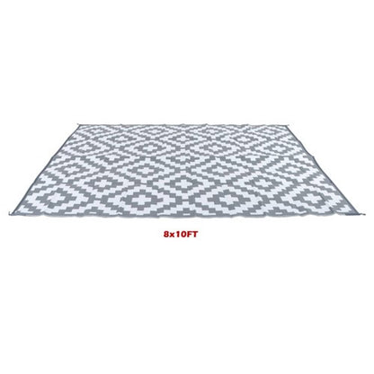 Solid Spare Gray & White 8x10ft Waterproof Plastic Straw Rug For Camping Outdoor Carpet