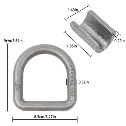 Solid Spare 12 Pack 1/2" Weld On Forged D Ring with Welding Clip 12,000lbs Fracture Strength