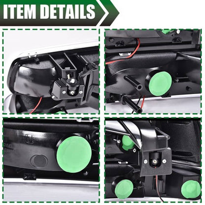 Solid Spare Fit For 99-02 Chevy Silverado/00-06 Suburban Tahoe LED BAR DRL Black Headlights