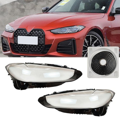 For BMW 4 Series G22 G23 2020-2022 US New A Pair Front Headlamp Lens Cover+Glue