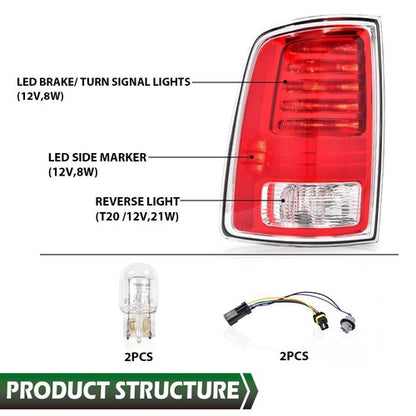 Solid Spare Rear LED Tail Lights Lamp Driver& Passenger Fit For 2013-2018 Ram 1500 2500 3500