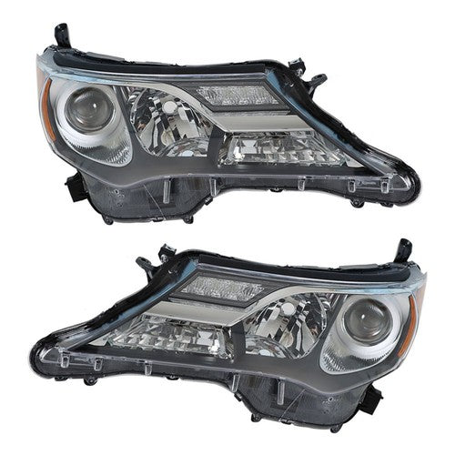 Solid Spare Headlight Assembly Projector RH+LH For Toyota RAV4 2013-2015 Black Halogen Clear