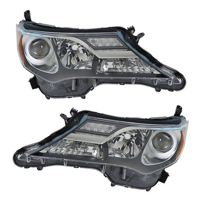 Solid Spare Headlight Assembly Projector RH+LH For Toyota RAV4 2013-2015 Black Halogen Clear