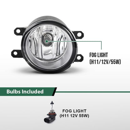 Solid Spare Fit For 2013 2014 2015 Toyota Avalon Fog Light Lamps w/ Chrome Bezels + Bulbs