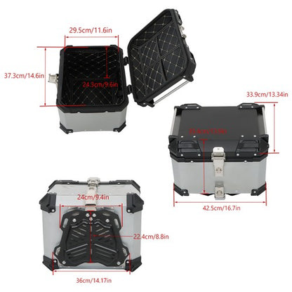 Solid Spare Motorcycle Aluminum Trunk Rear Top Case Luggage Tour Tail Tool Box Lock 45L USA