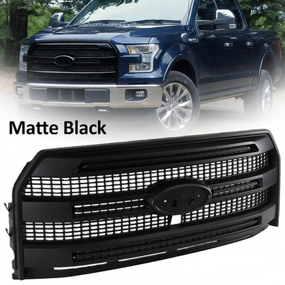 For Ford F-150 Platinum 2015-2017 Front Upper Grille W/ Camera Hole Matte Black