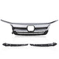 Solid Spare Fit For 19-21 Honda Pilot Front Bumper Upper Grille Grill w/ Chrome Trim
