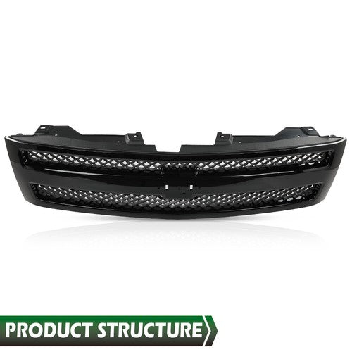 Solid Spare Front Bumper Grille Grill Insert Black Fit For 2007-2013 Chevy Silverado 1500