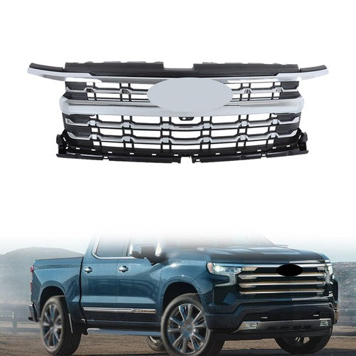 Solid Spare New Chrome Plastic Front Bumper Grille For Chevy Silverado 1500 LTZ 2022-2024