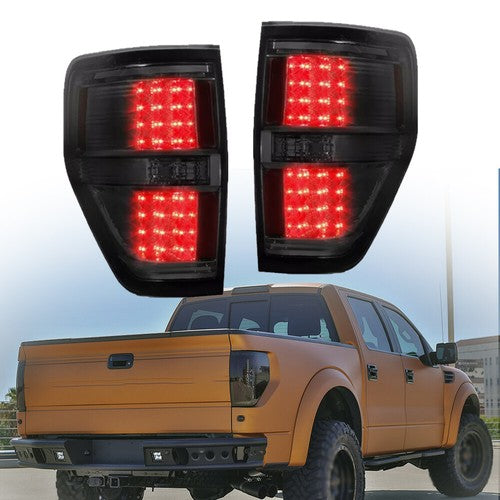 Solid Spare Smoked Black LED Tail Lights Lamps Assembly LH+RH Side For 2009-2014 Ford F150