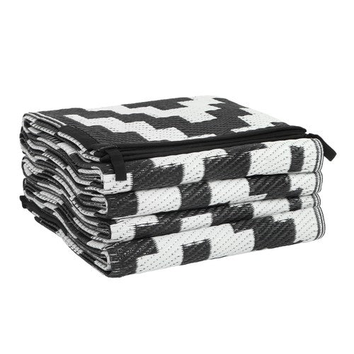 Solid Spare Outdoor Rug Outdoor Indoor RV Mat Carpet For Patio Backyard Black & White 6x9 ft