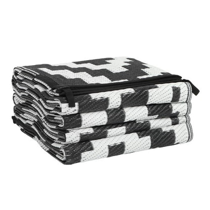 Solid Spare Outdoor Rug Outdoor Indoor RV Mat Carpet For Patio Backyard Black & White 6x9 ft