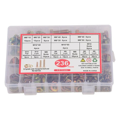 Solid Spare 236PCS Grade8.8 Metric Bolt and Nut Assortment,M6/M8 Heavy Duty Hex Head