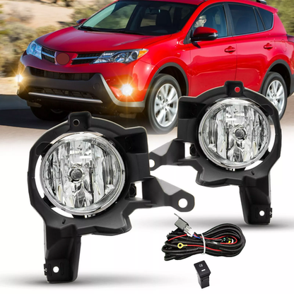 Fit 2013 2014 2015 Toyota RAV4 Pair Front Bumper Clear Halogen Fog Lights Lamps