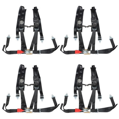 Solid Spare 4 Pack Seat Belt Harness 4 Point 2" Padded Black For Polaris RZR XP S 4 1000 New