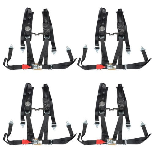 Solid Spare 4 Pack Seat Belt Harness 4 Point 2" Padded Black For Polaris RZR XP S 4 1000 New
