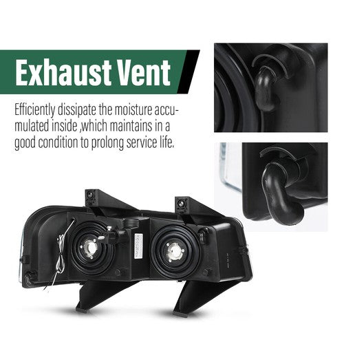Solid Spare LED DRL Headlights Chrome Fit For 2003-2023 Chevrolet Express GMC Savana Van