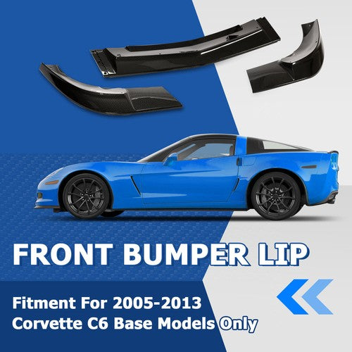 Solid Spare C6 ZR1 Style For 2005-2013 Corvette Base Models Carbon Look Front Splitter Lip