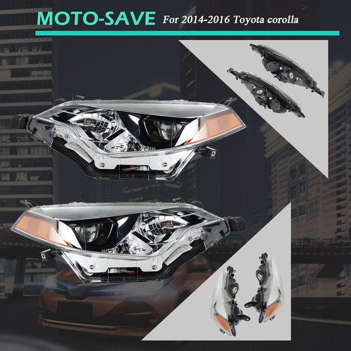 Solid Spare Chrome Front Headlight Lamps Halogen Left+Right Side For Toyota Corolla 2014-16