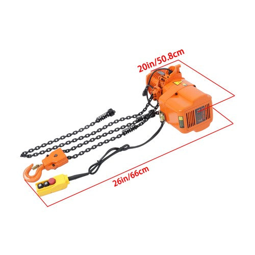 Solid Spare 1 Ton / 2200LBS Electric Chain Hoist w/ 10FT Double Chain Lifting 110V G80
