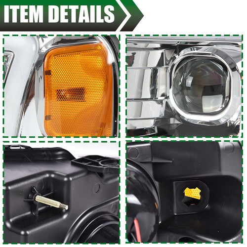 Solid Spare Fit For 04-08 Ford F-150/Lincoln Mark LT Clear Lens LED DRL Projector Headlights