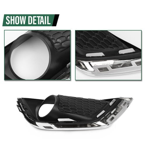 Solid Spare Fit For 2017-2020 Jeep Compass Front Bumper Fog Light Cover Bezel Left+Right
