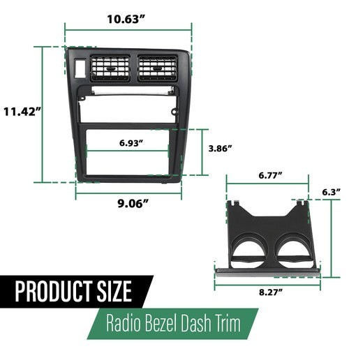 Solid Spare For 95-97 Toyota Tacoma Dash Center Air Vent Radio Bezel Trim Panel Cup Holder