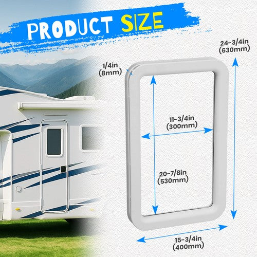 Solid Spare 15.7" x 24.8" White RV Entrance /Entry Door Window Frame For Camper Trailer
